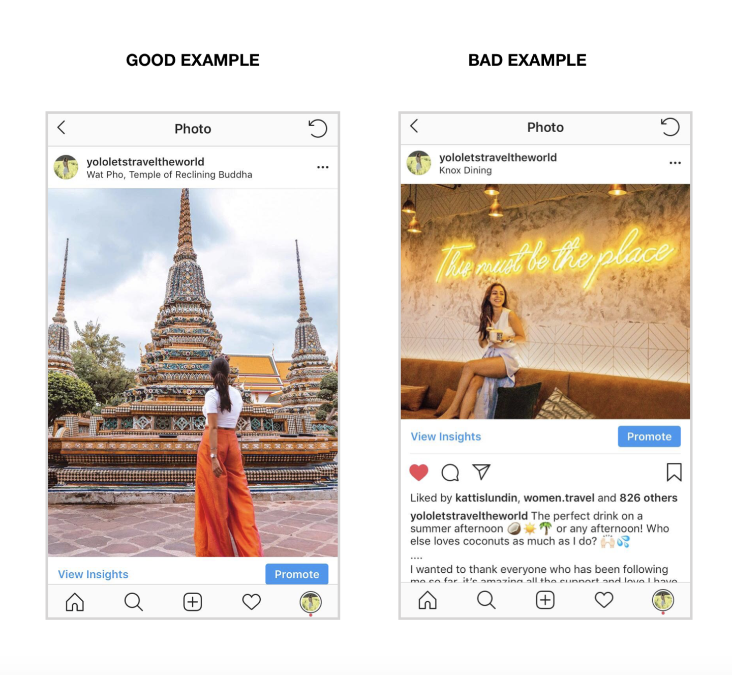 Instagram Post Examples - Yolo let's travel the world